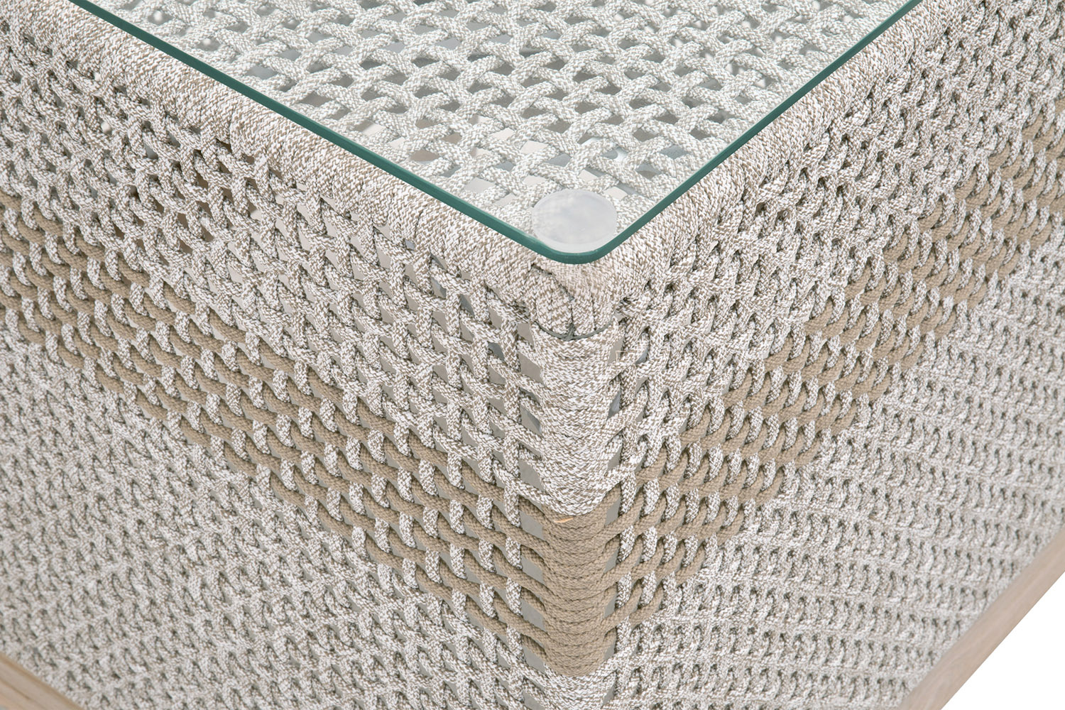 Essentials - Woven Tapestry Outdoor End Table in Taupe