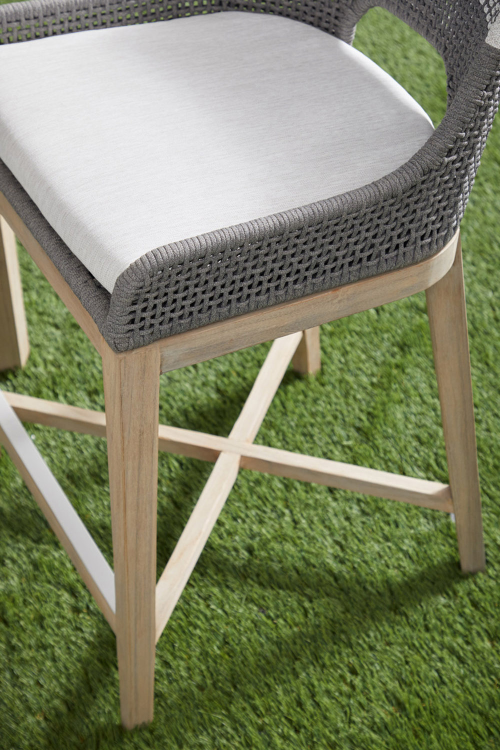 Essentials Woven Tapestry Outdoor Counter Stool - Dove Flat Rope