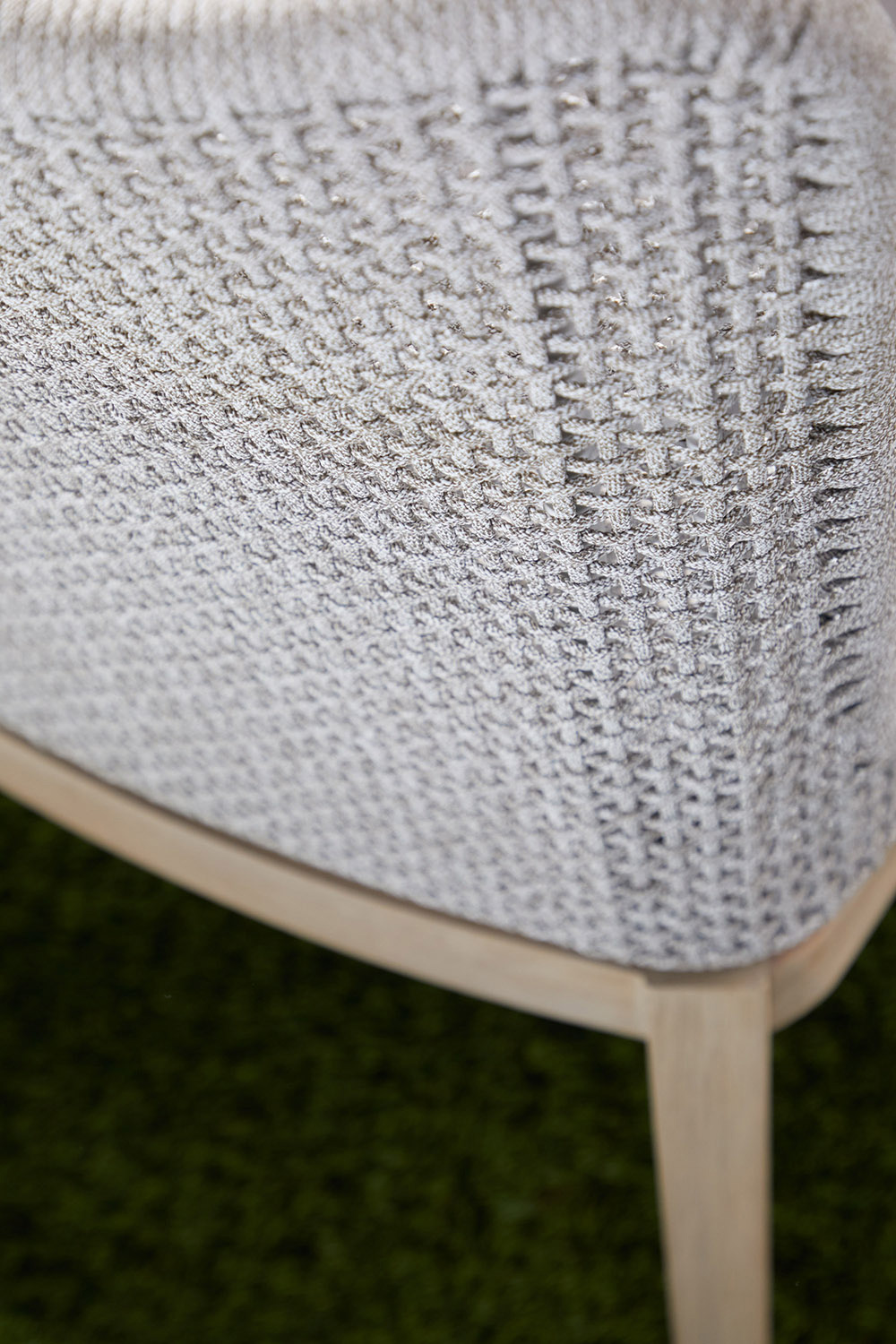 Essentials Woven Mesh Outdoor Dining Chair, Set of 2 - Taupe Flat Rope