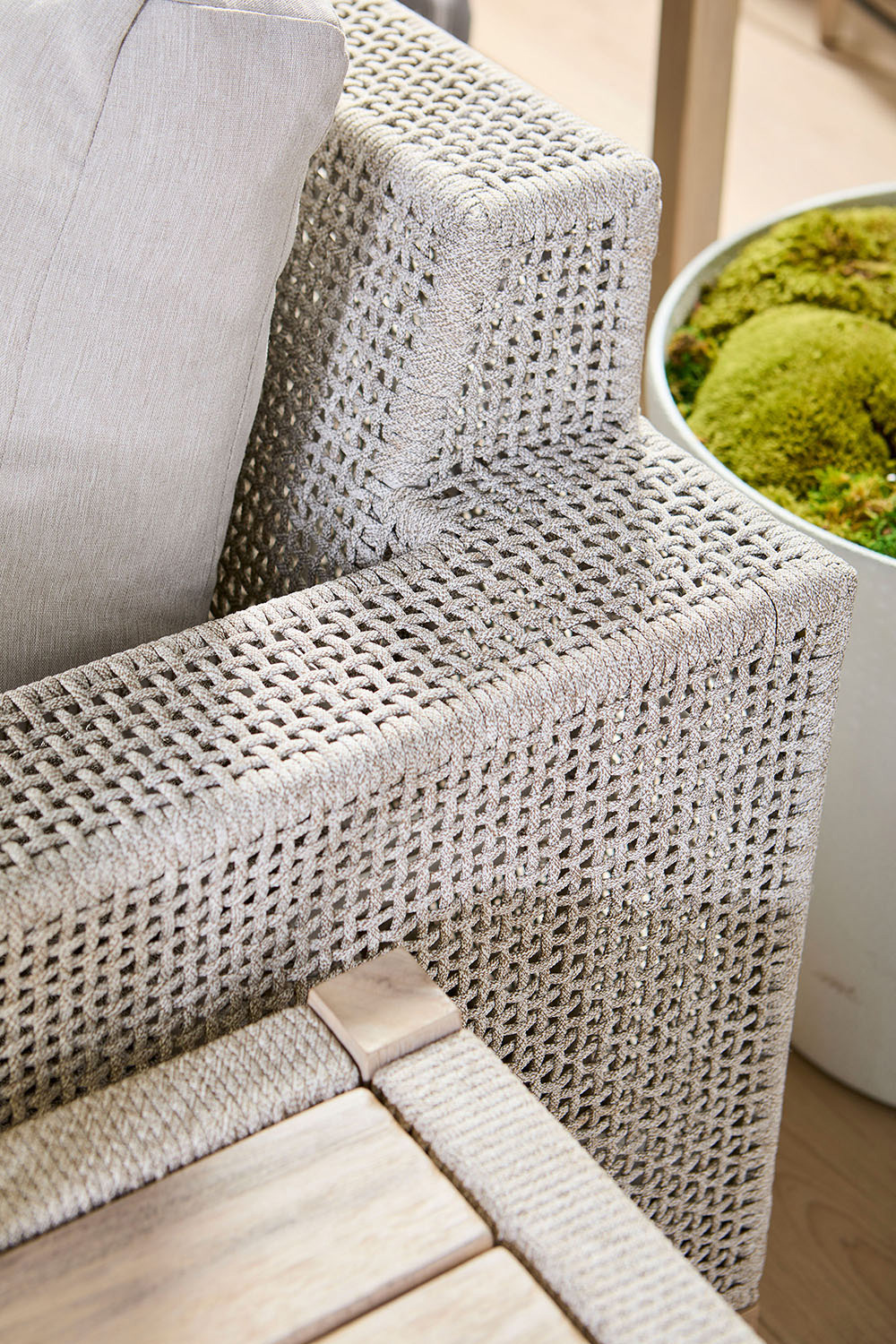 Essentials - Woven Wrap Outdoor End Table in Taupe