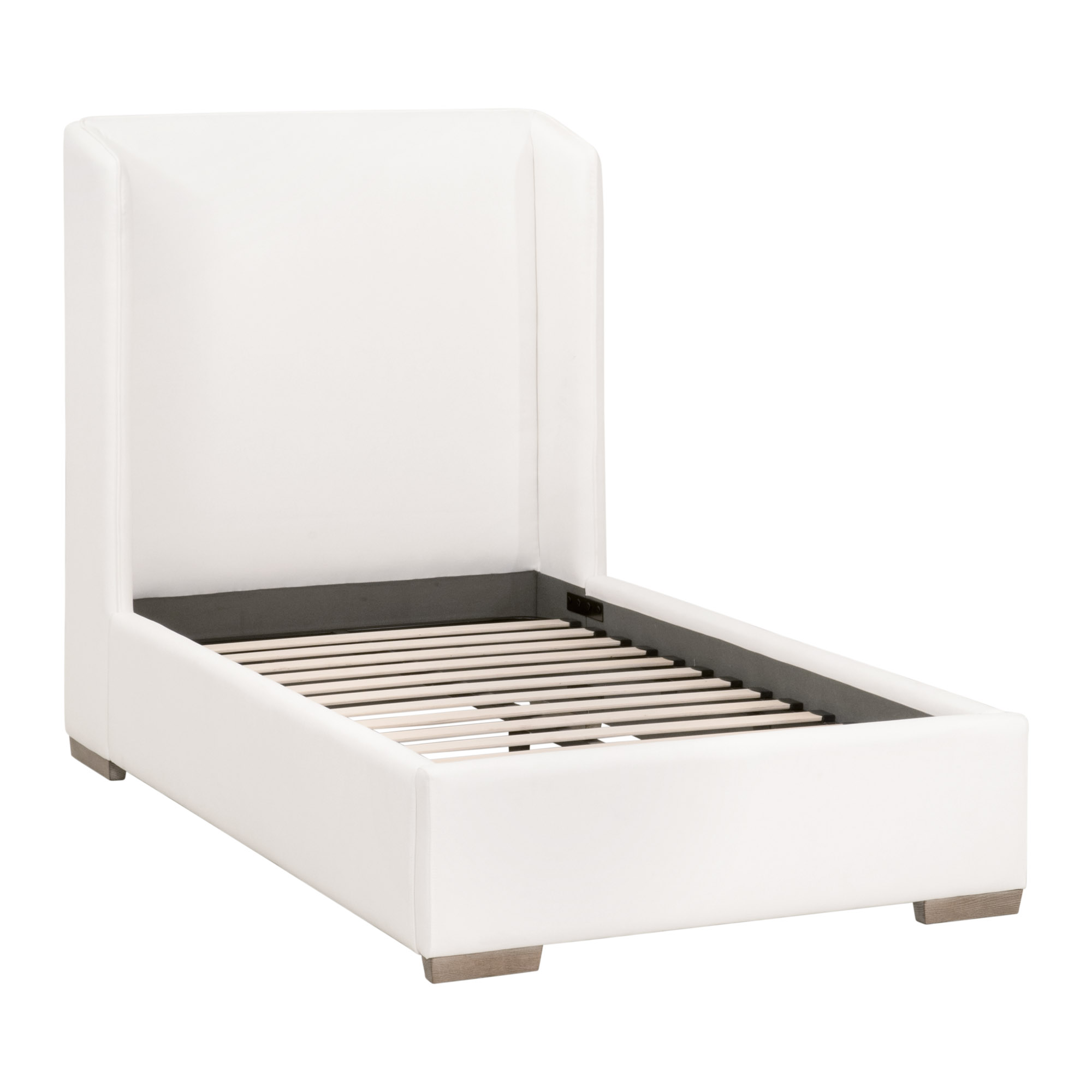 Essentials - Stewart Twin Size Upholstered Bed in LiveSmart Peyton-Pearl, Natural Gray Oak