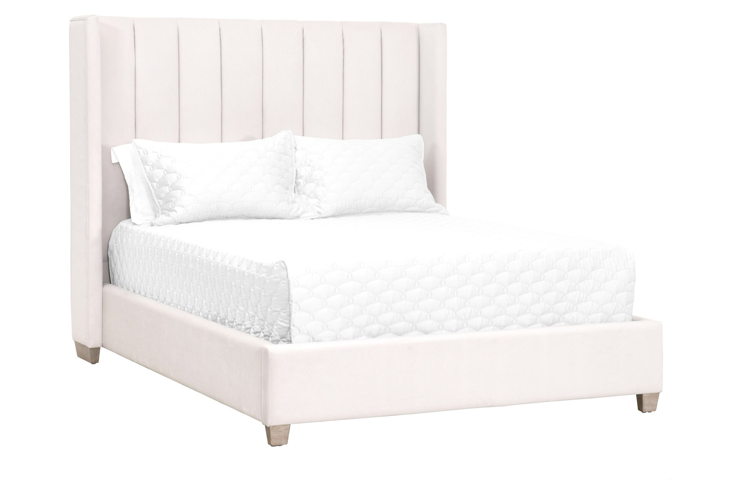 Essentials Chandler Cal King Bed - Cream Velvet