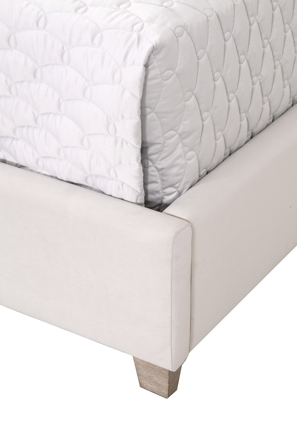 Essentials Chandler Cal King Bed - Cream Velvet