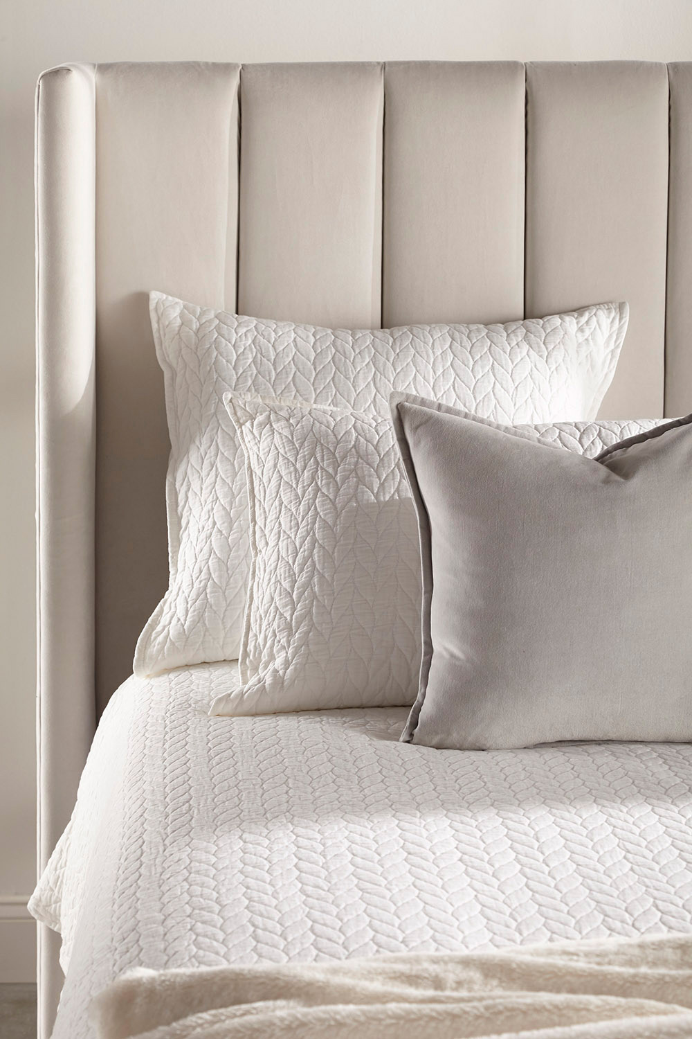 Essentials Chandler Cal King Bed - Cream Velvet