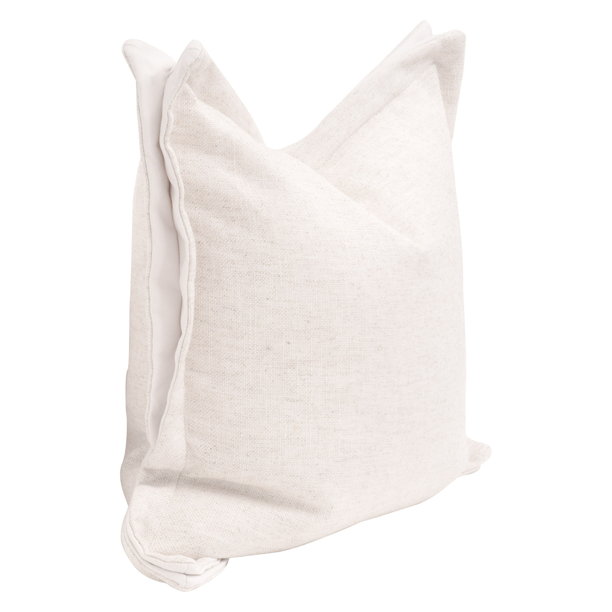 Essentials - The Little Bit Country 22" Pillow Set of 2 in Performance Textured Cream Linen, LiveSmart Machale-Ivory Flange