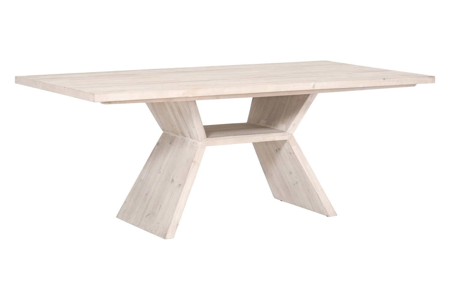 Essentials - Bella Antique Bridge Dining Table in White Wash Pine