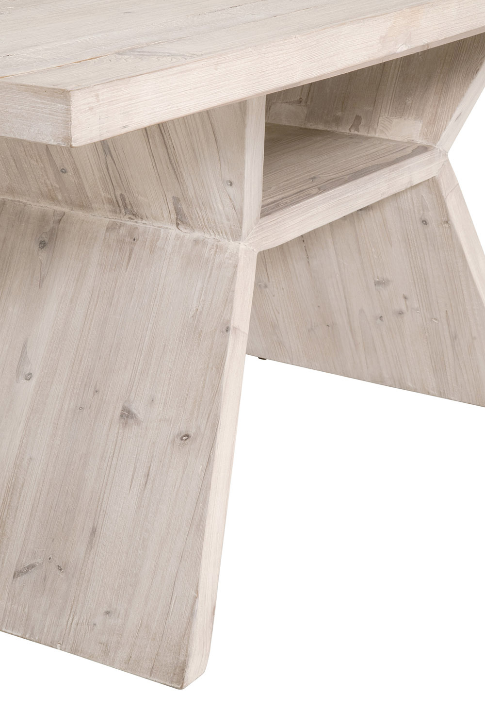 Essentials - Bella Antique Bridge Dining Table in White Wash Pine