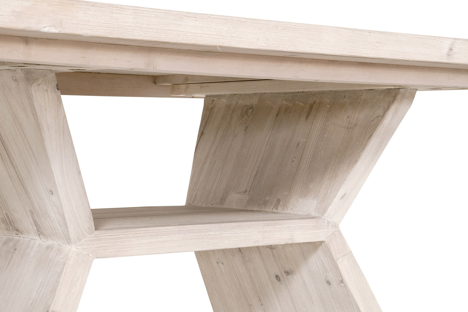 Essentials - Bella Antique Bridge Dining Table in White Wash Pine