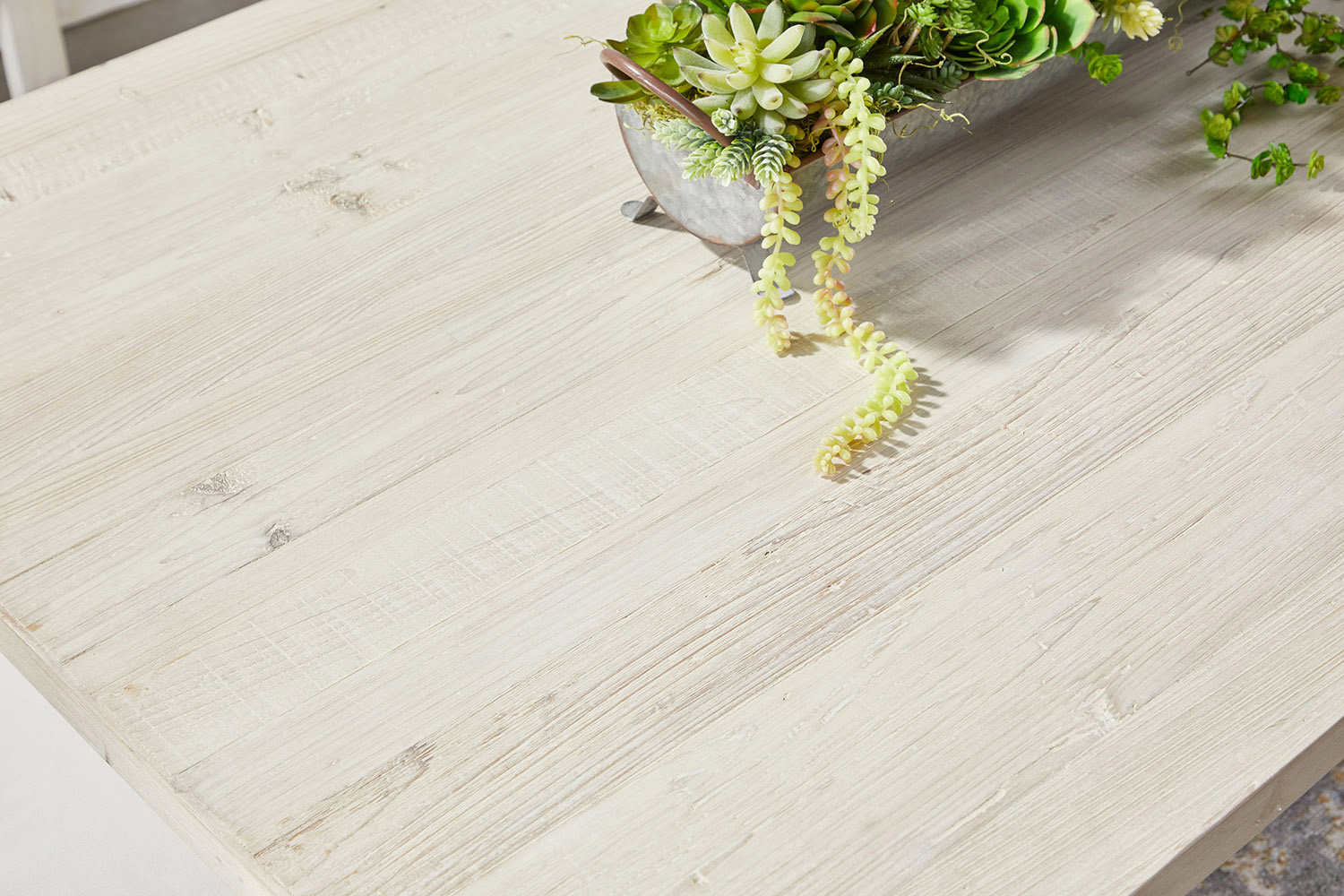 Essentials - Bella Antique Bridge Dining Table in White Wash Pine