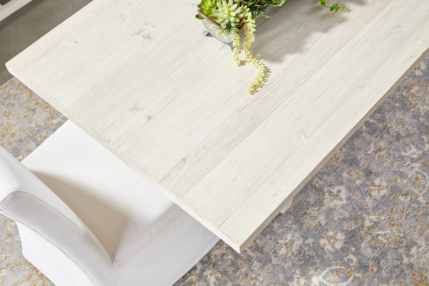 Essentials - Bella Antique Bridge Dining Table in White Wash Pine
