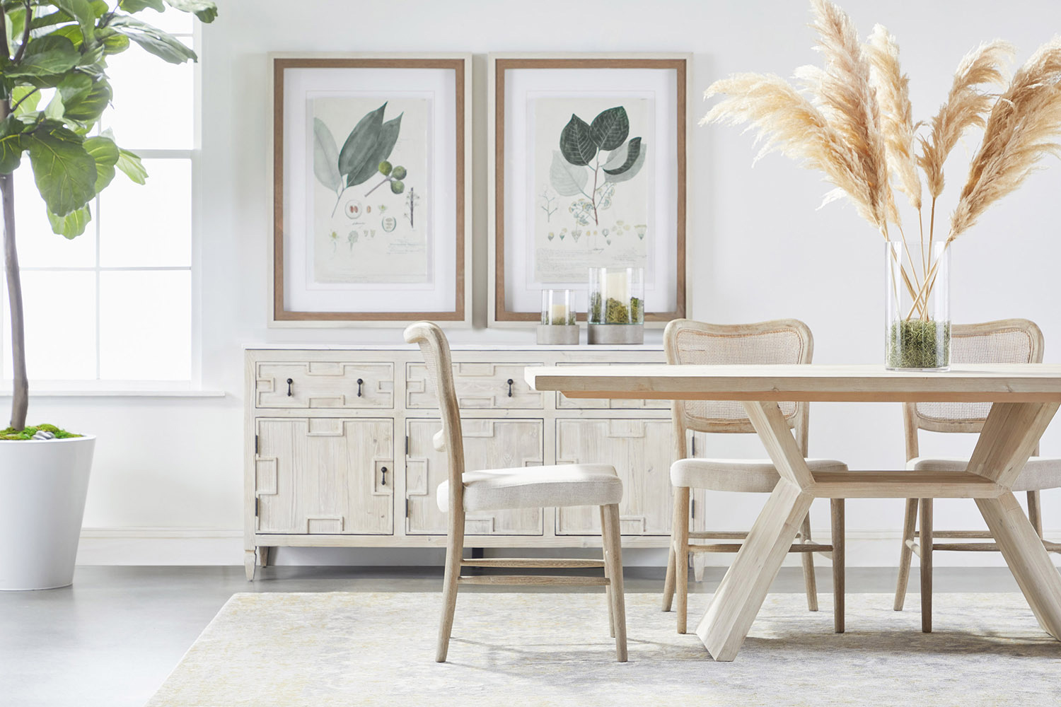 Essentials - Bella Antique Bridge Dining Table in White Wash Pine