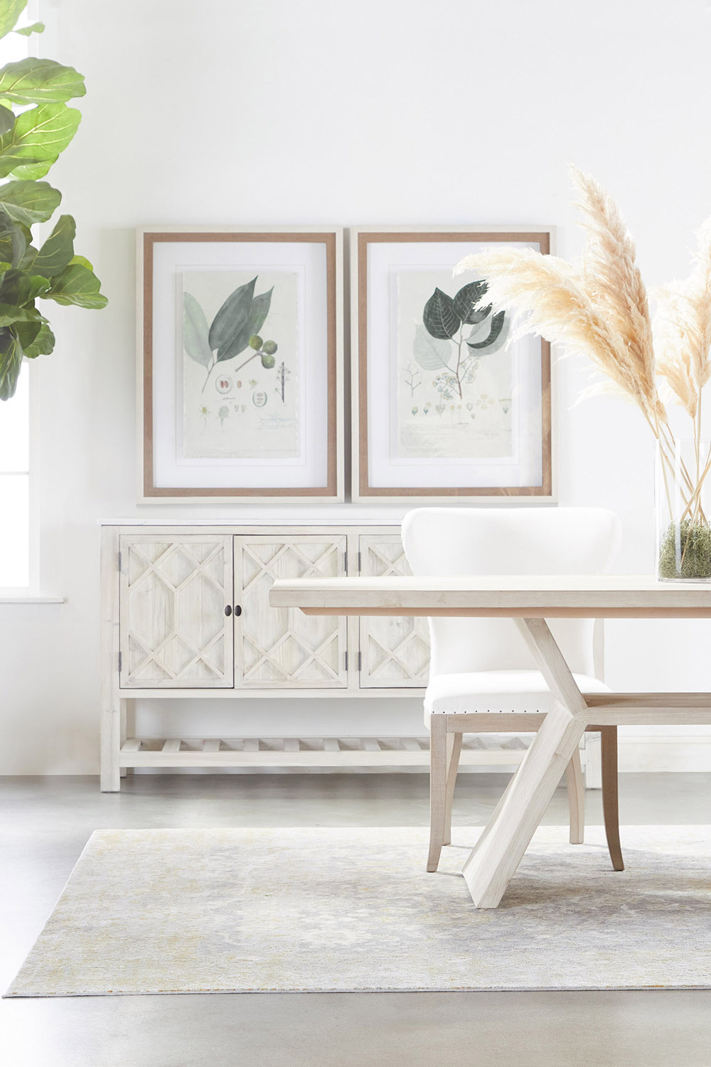 Essentials - Bella Antique Bridge Dining Table in White Wash Pine