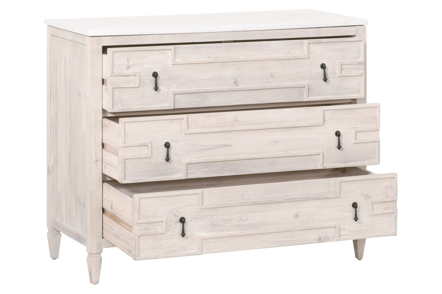 Essentials - Bella Antique Emerie Entry Cabinet in White Wash Pine