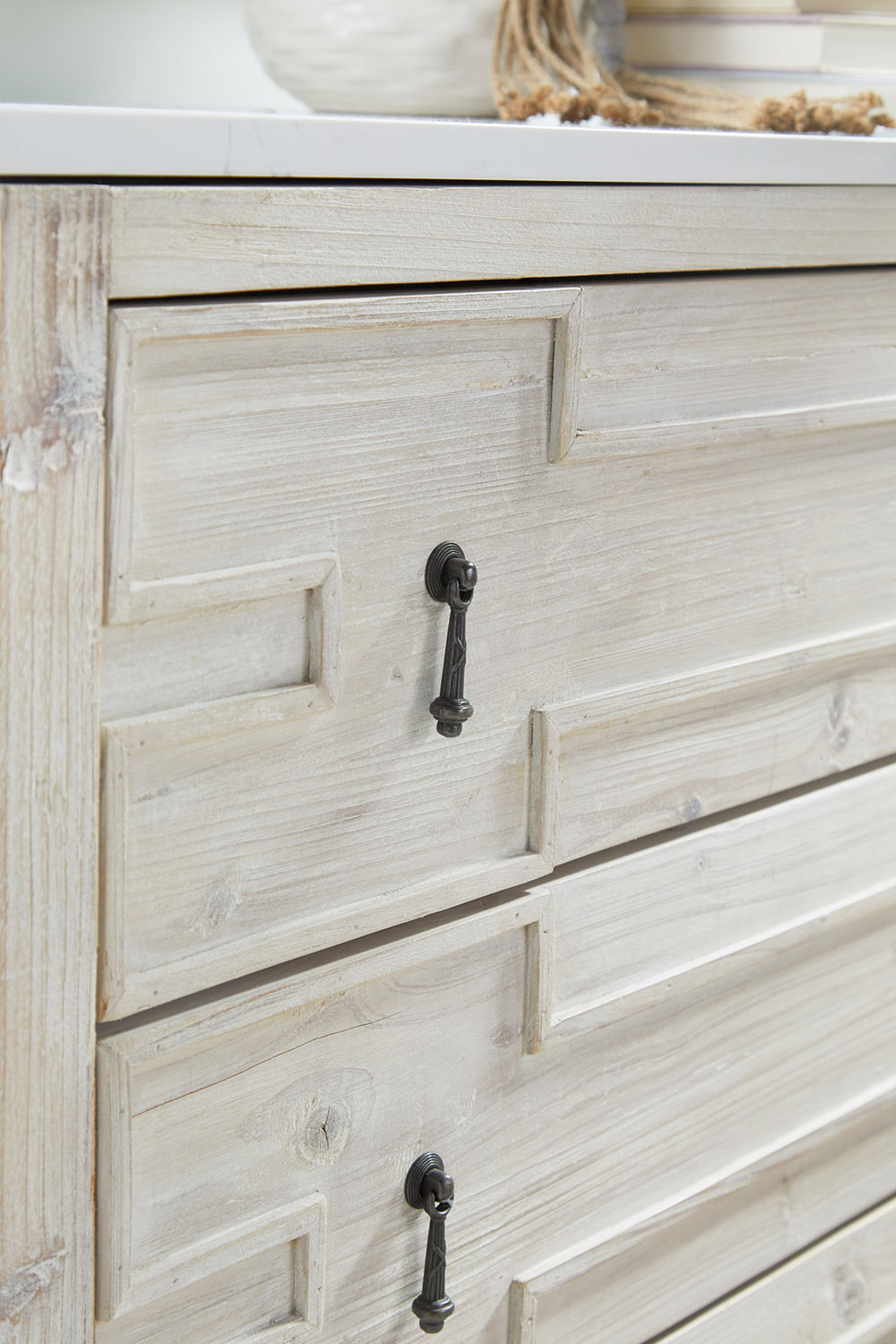 Essentials - Bella Antique Emerie Entry Cabinet in White Wash Pine