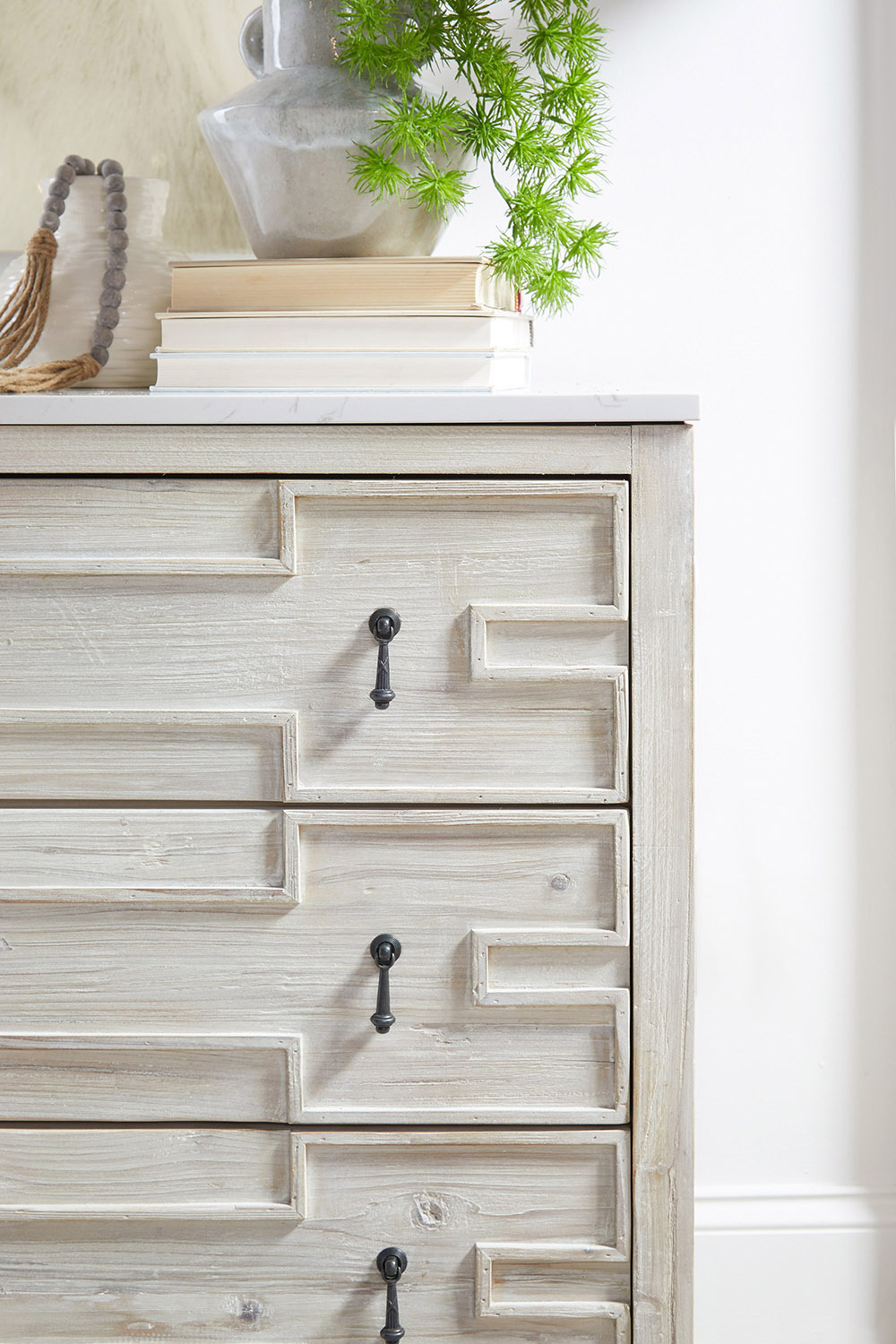 Essentials - Bella Antique Emerie Entry Cabinet in White Wash Pine