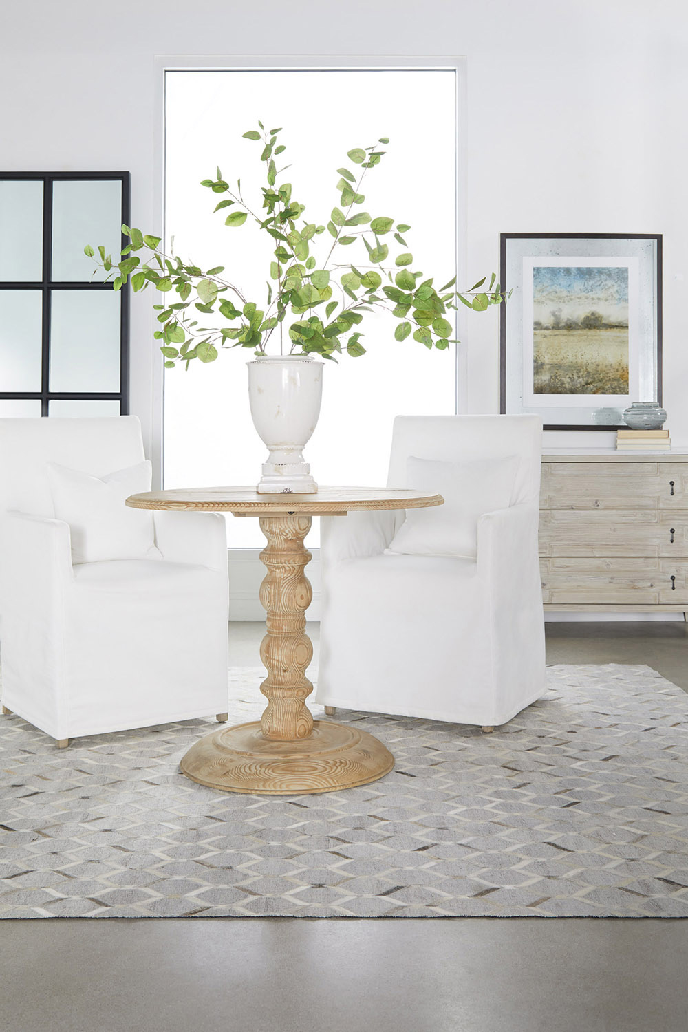 Essentials - Bella Antique Emerie Entry Cabinet in White Wash Pine