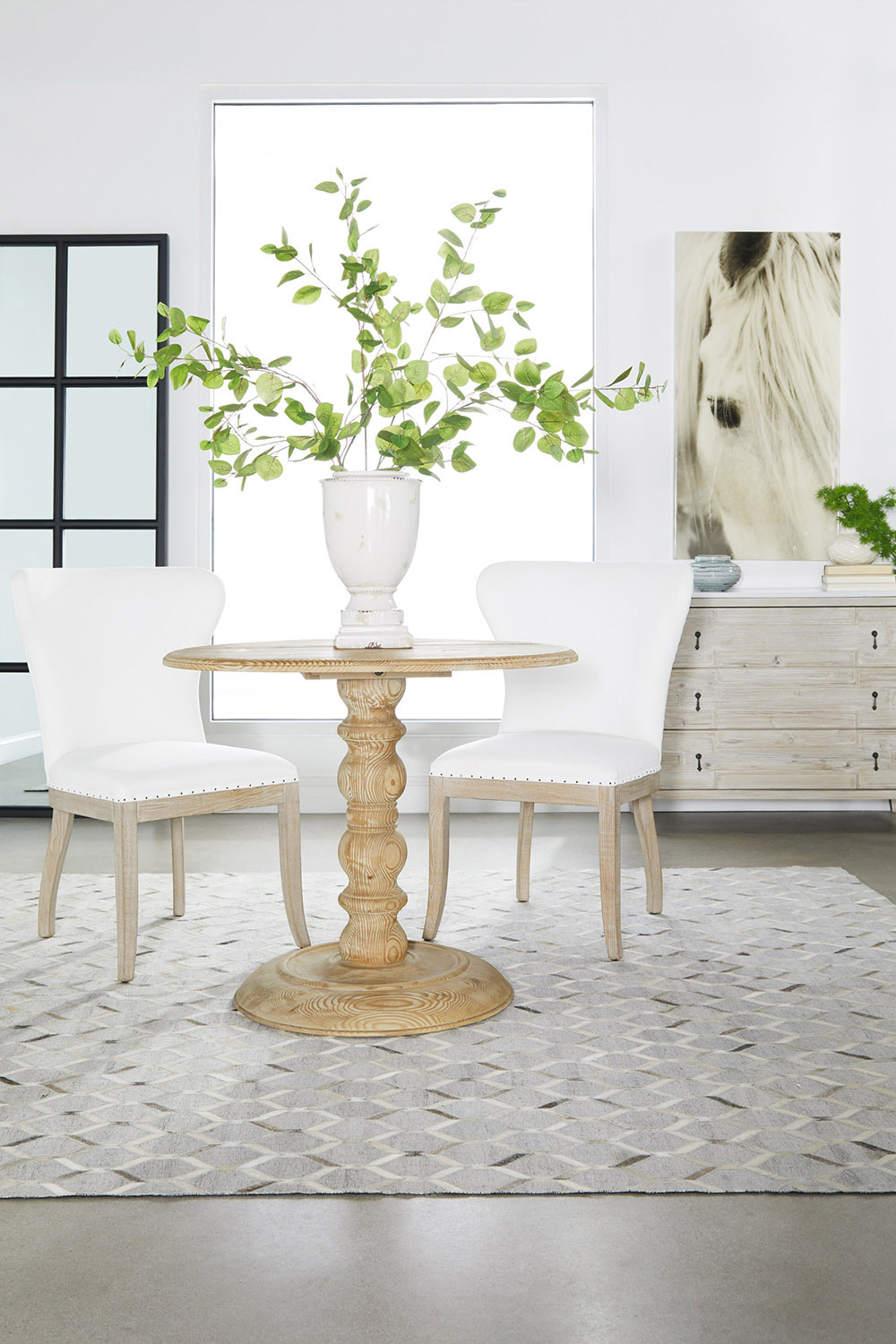 Essentials - Bella Antique Emerie Entry Cabinet in White Wash Pine