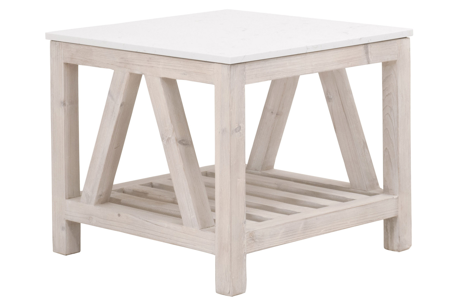Essentials Bella Antique Spruce End Table - White Wash Pine