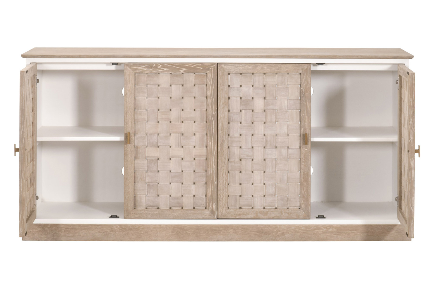Essentials - Bella Antique Weave Media Sideboard in Smoke Gray, White Painted Oak