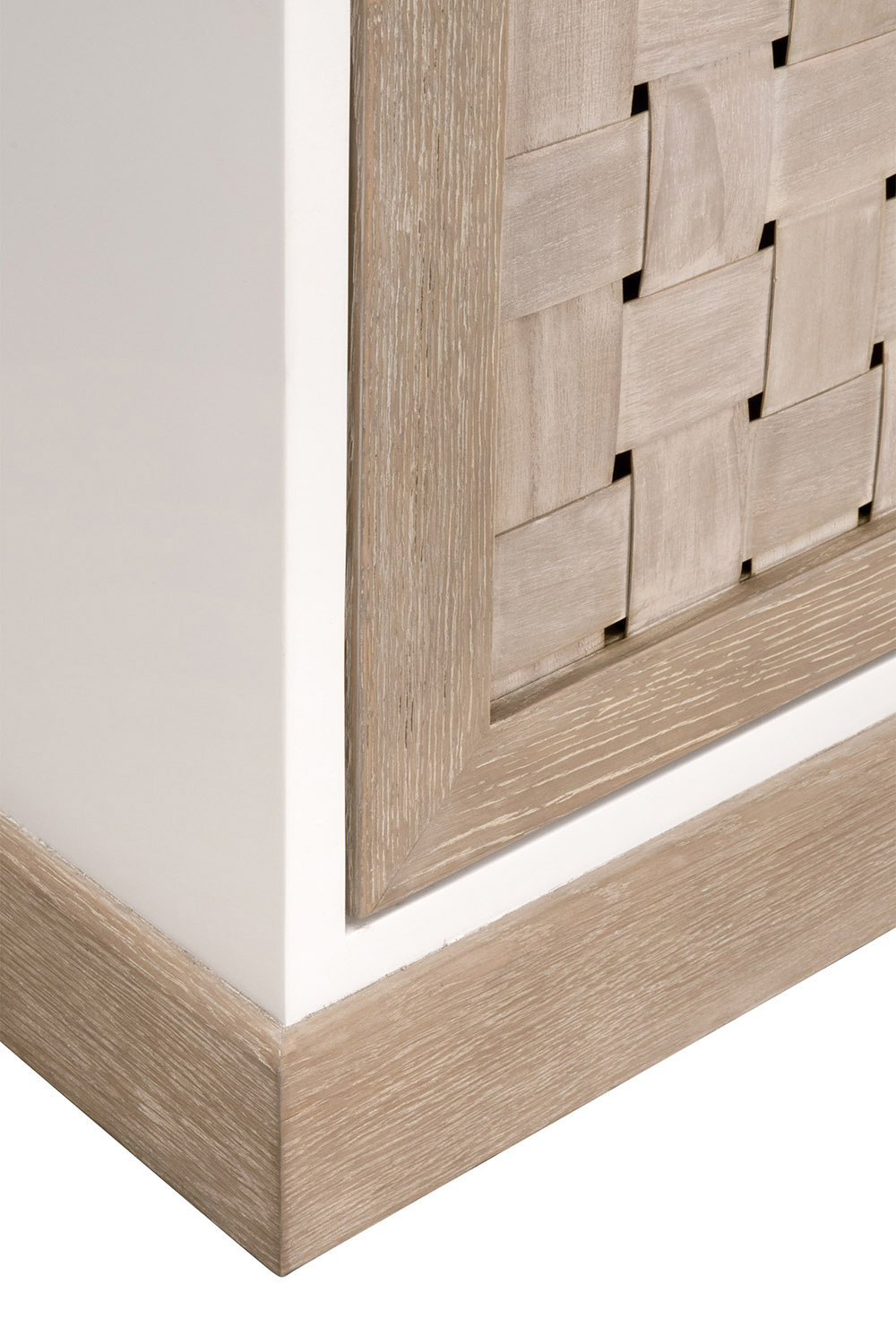 Essentials - Bella Antique Weave Media Sideboard in Smoke Gray, White Painted Oak