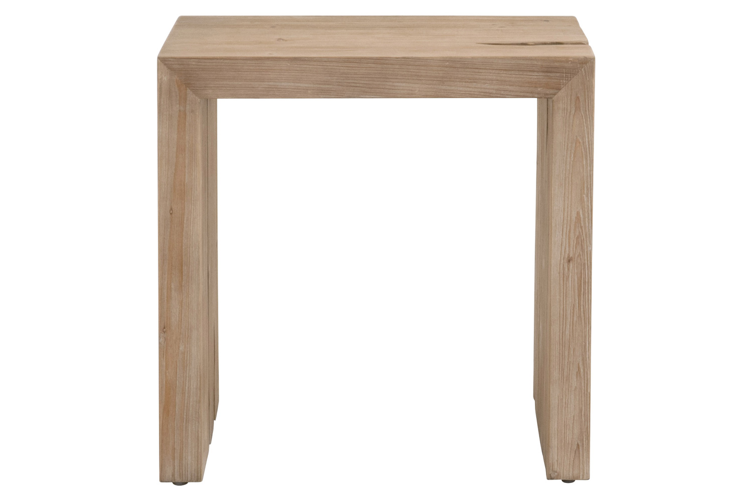 Essentials - Bella Antique Reed End Table in Smoke Gray Pine