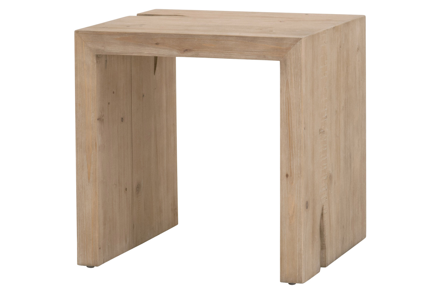 Essentials - Bella Antique Reed End Table in Smoke Gray Pine