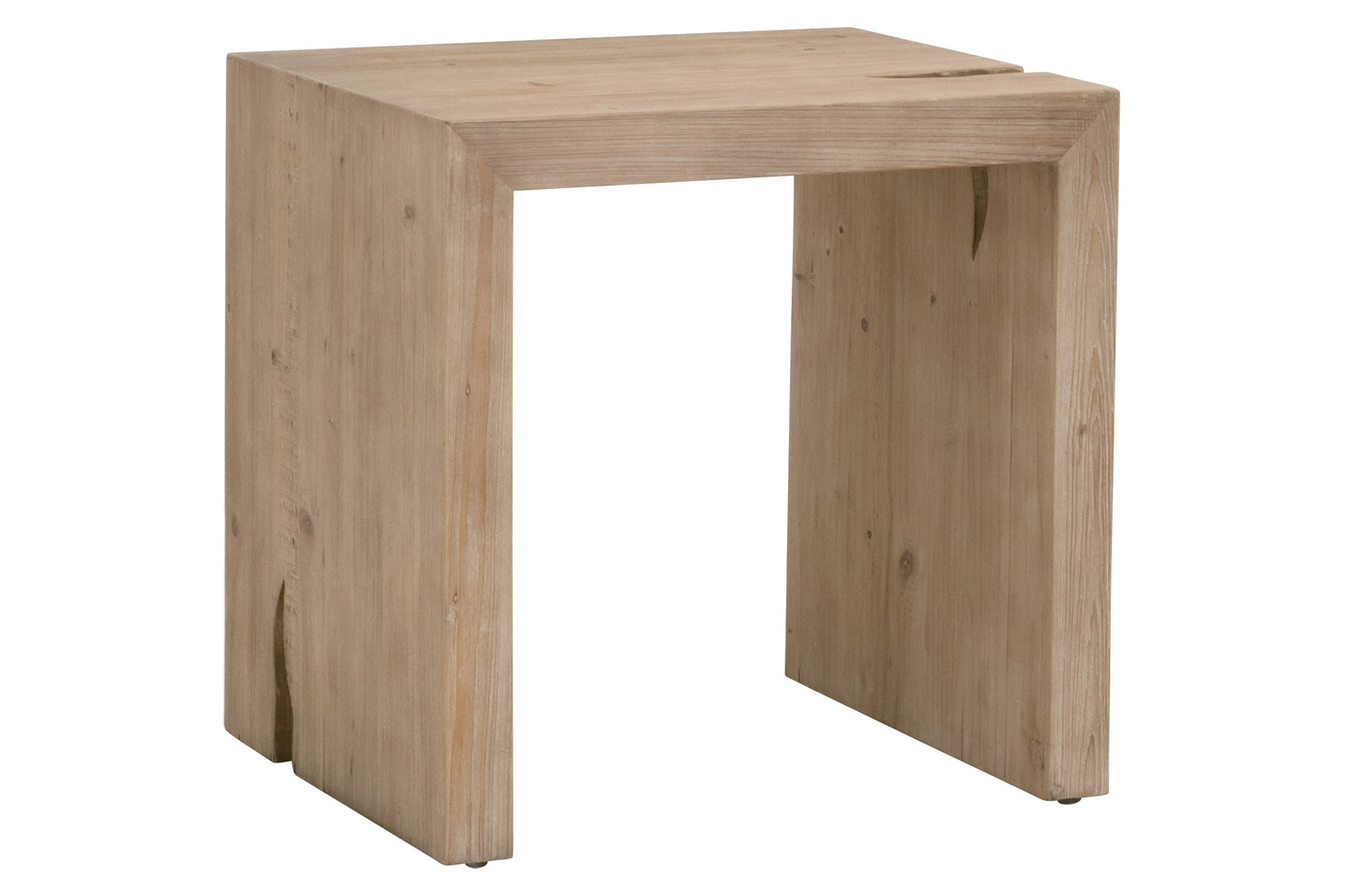 Essentials - Bella Antique Reed End Table in Smoke Gray Pine