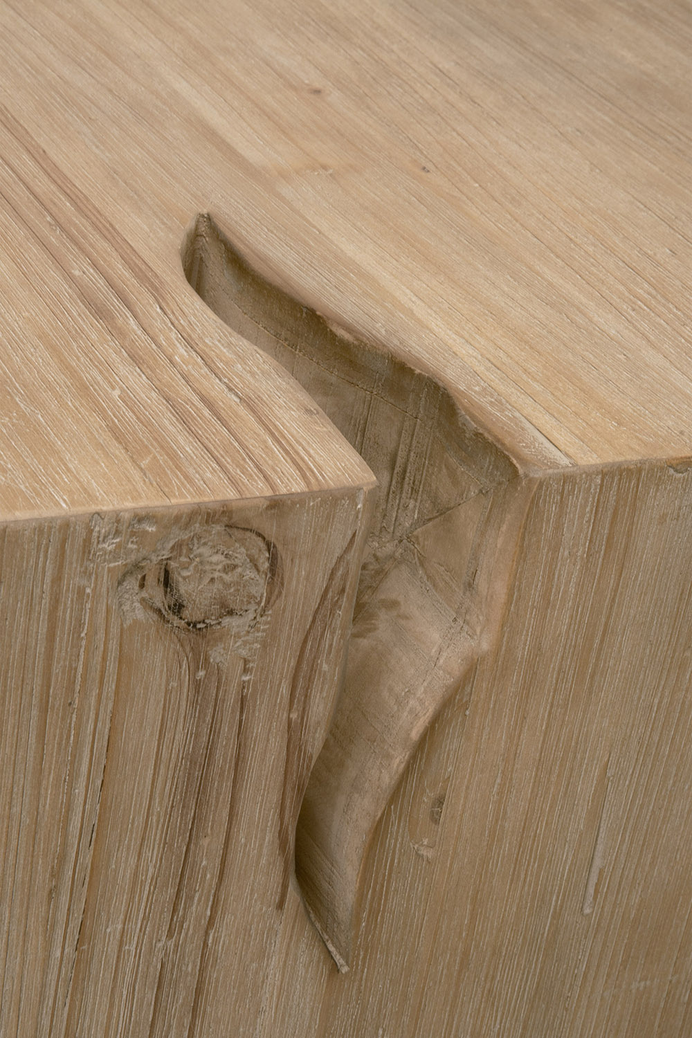 Essentials - Bella Antique Reed End Table in Smoke Gray Pine