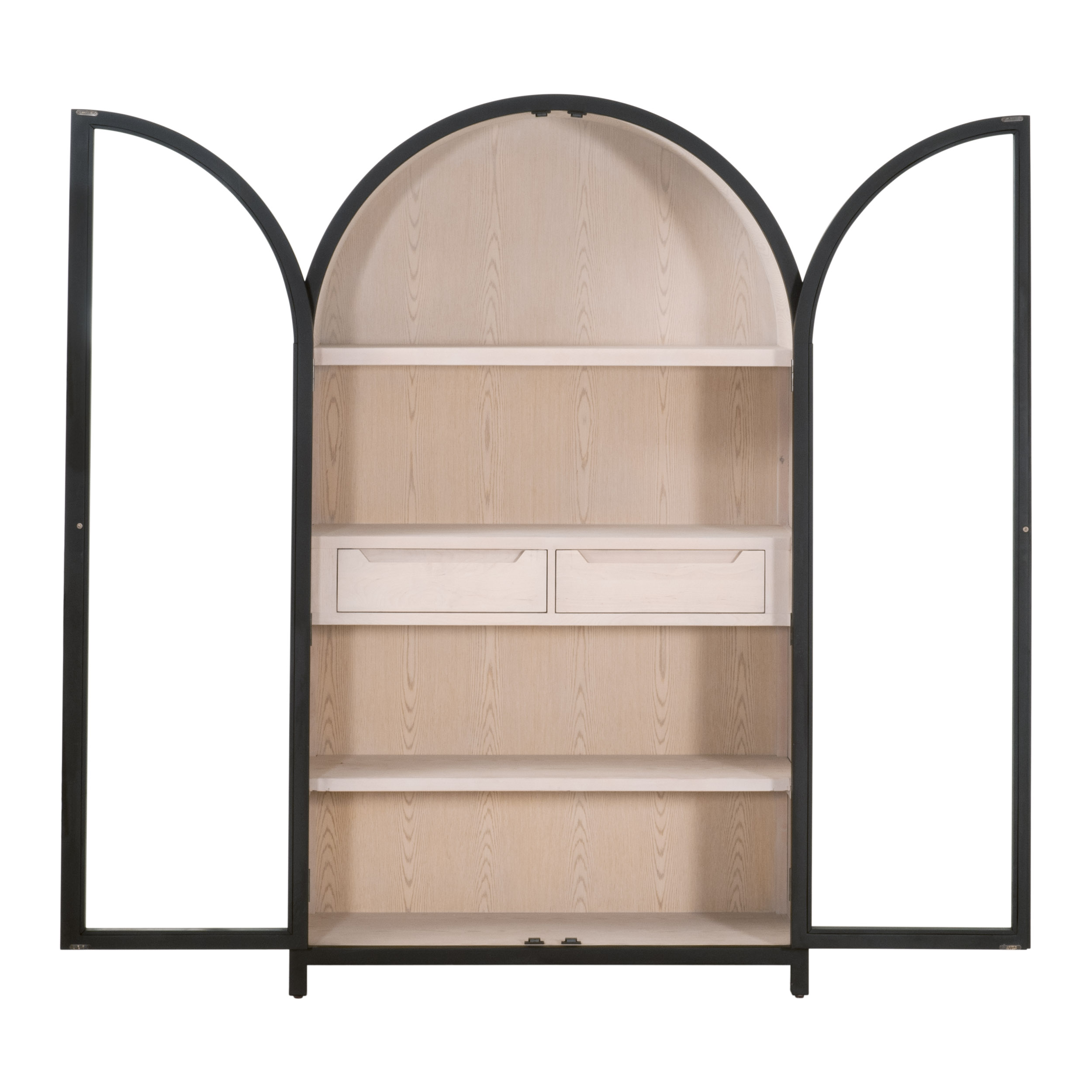 Essentials - Bella Antique Toulouse Display Cabinet in Black Birch, Natural Oak