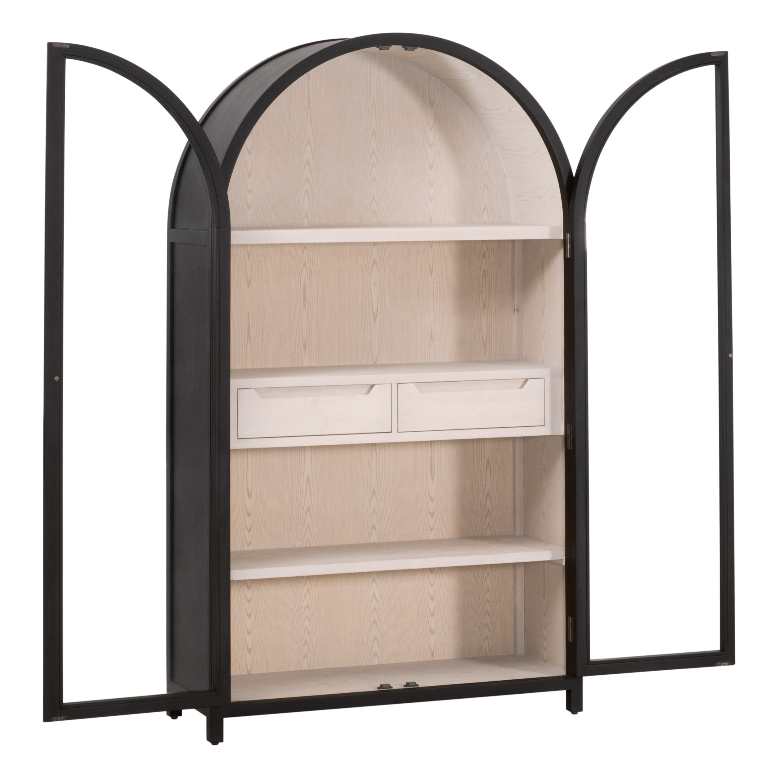 Essentials - Bella Antique Toulouse Display Cabinet in Black Birch, Natural Oak