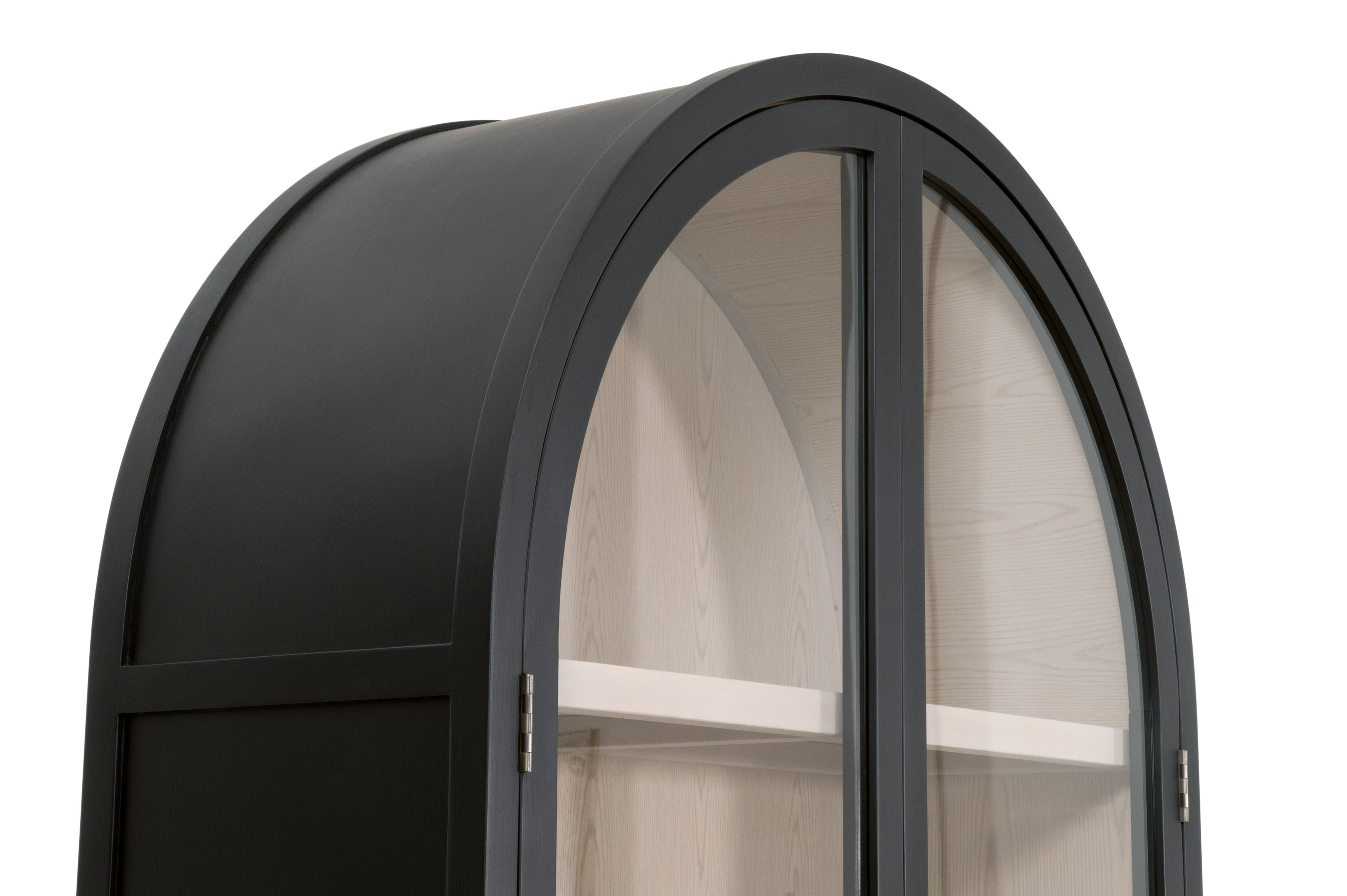 Essentials - Bella Antique Toulouse Display Cabinet in Black Birch, Natural Oak
