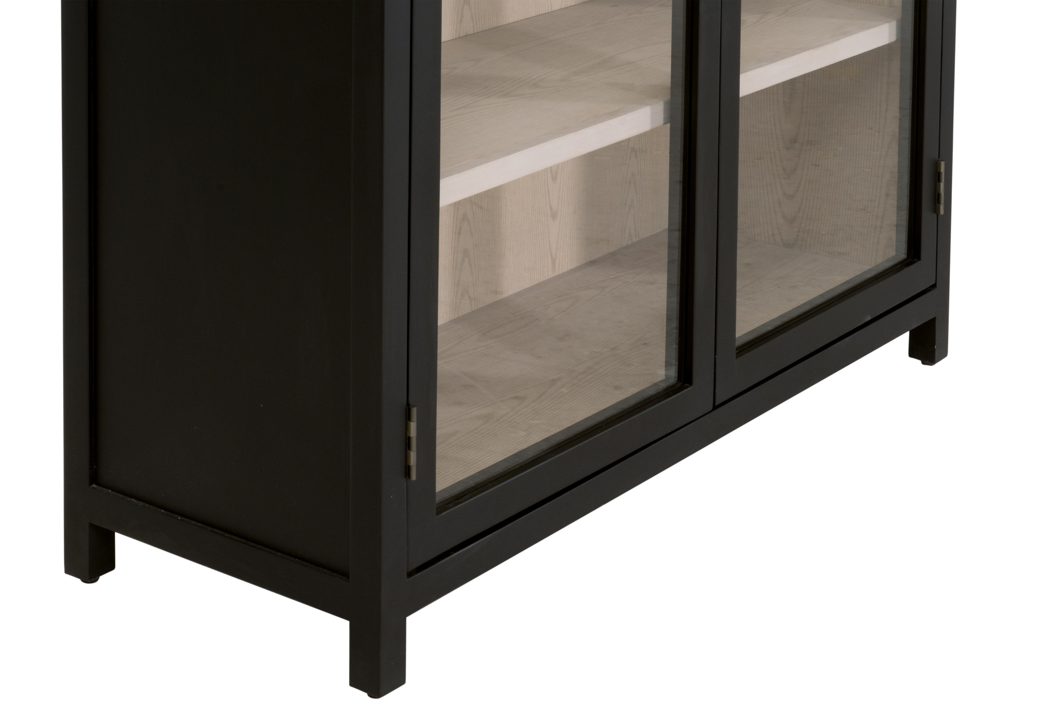Essentials - Bella Antique Toulouse Display Cabinet in Black Birch, Natural Oak