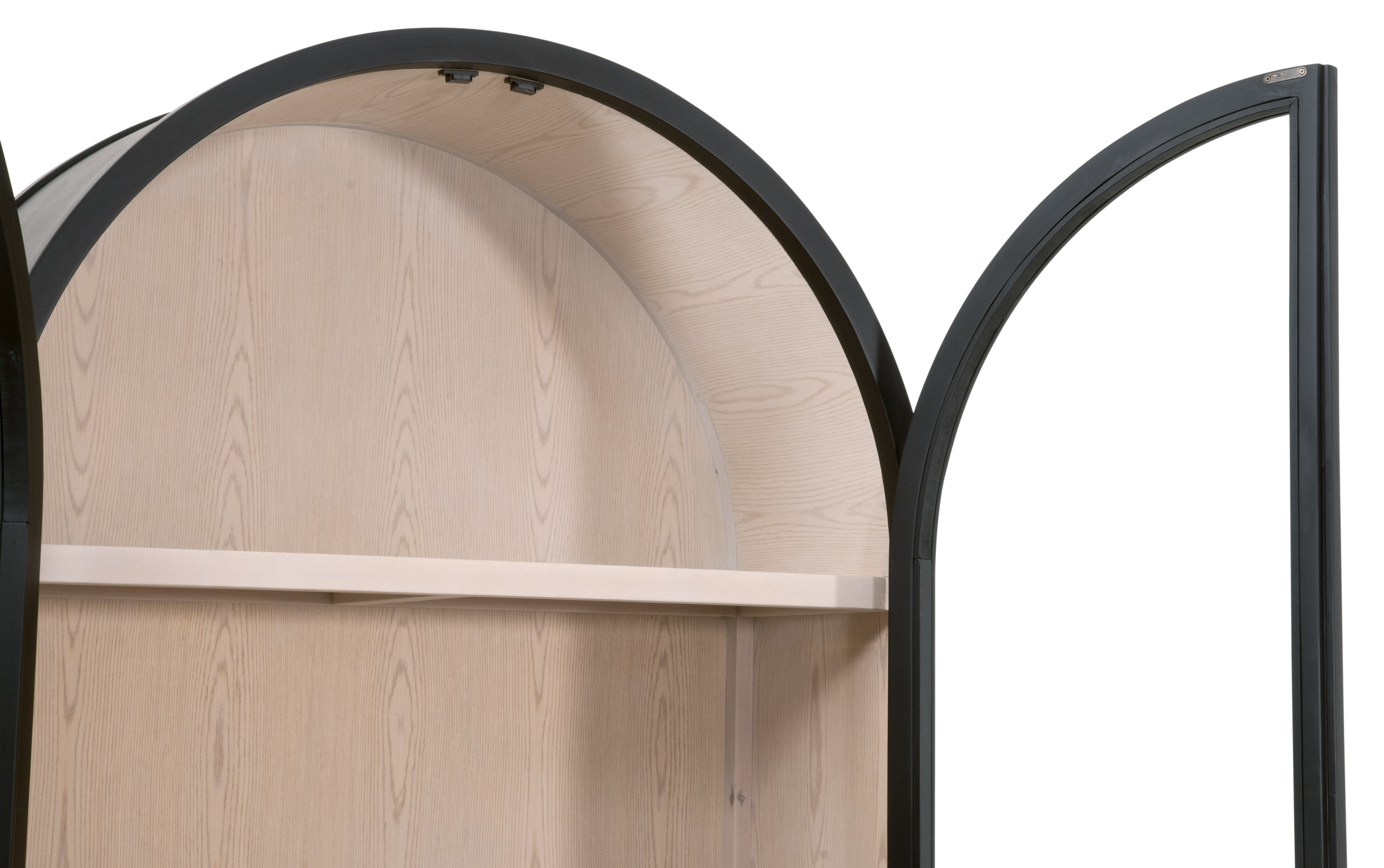 Essentials - Bella Antique Toulouse Display Cabinet in Black Birch, Natural Oak