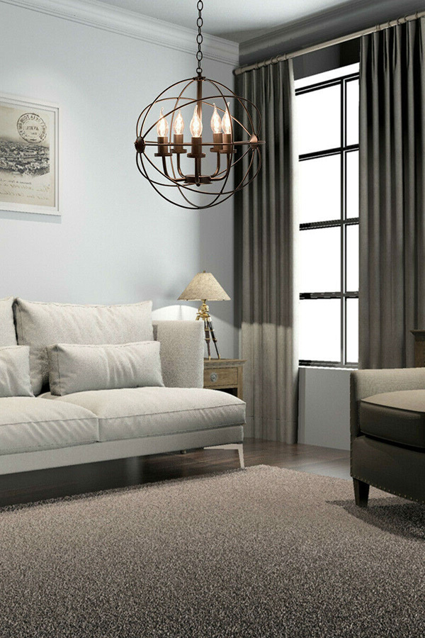 FaFurn - 5 Light Modern 2123 Black Iron Sphere Chandelier