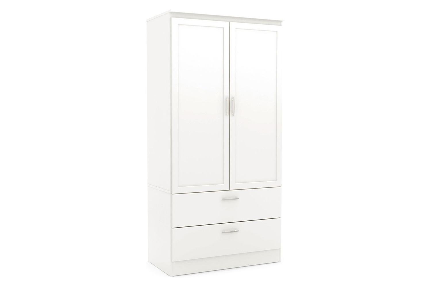 FaFurn - White Armoire Bedroom Clothes Storage Wardrobe Cabinet with 2 Drawers
