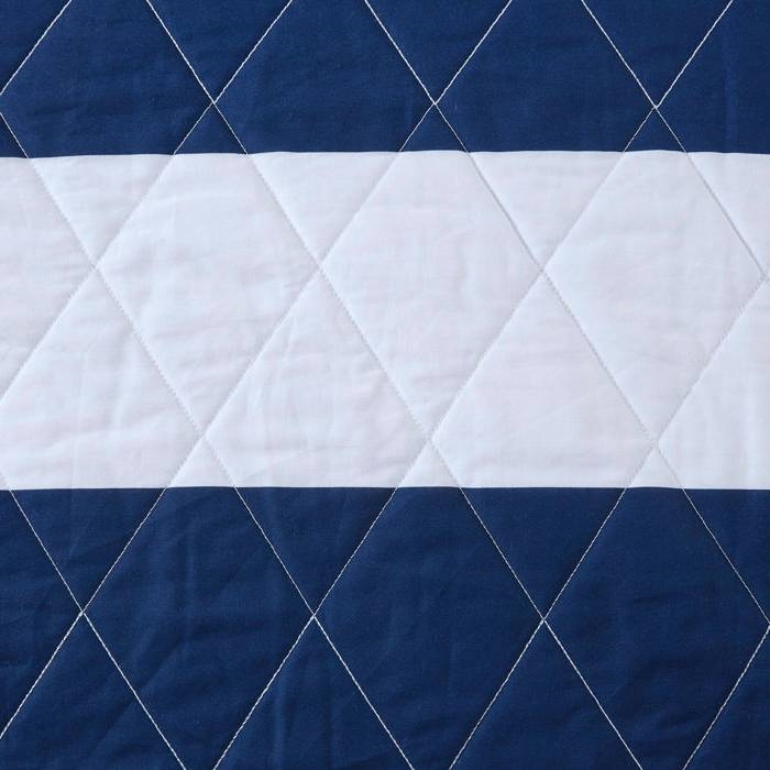 FaFurn 2-Piece Twin Size Reversible Sharks Quilt Set - Navy Blue/White, Cotton