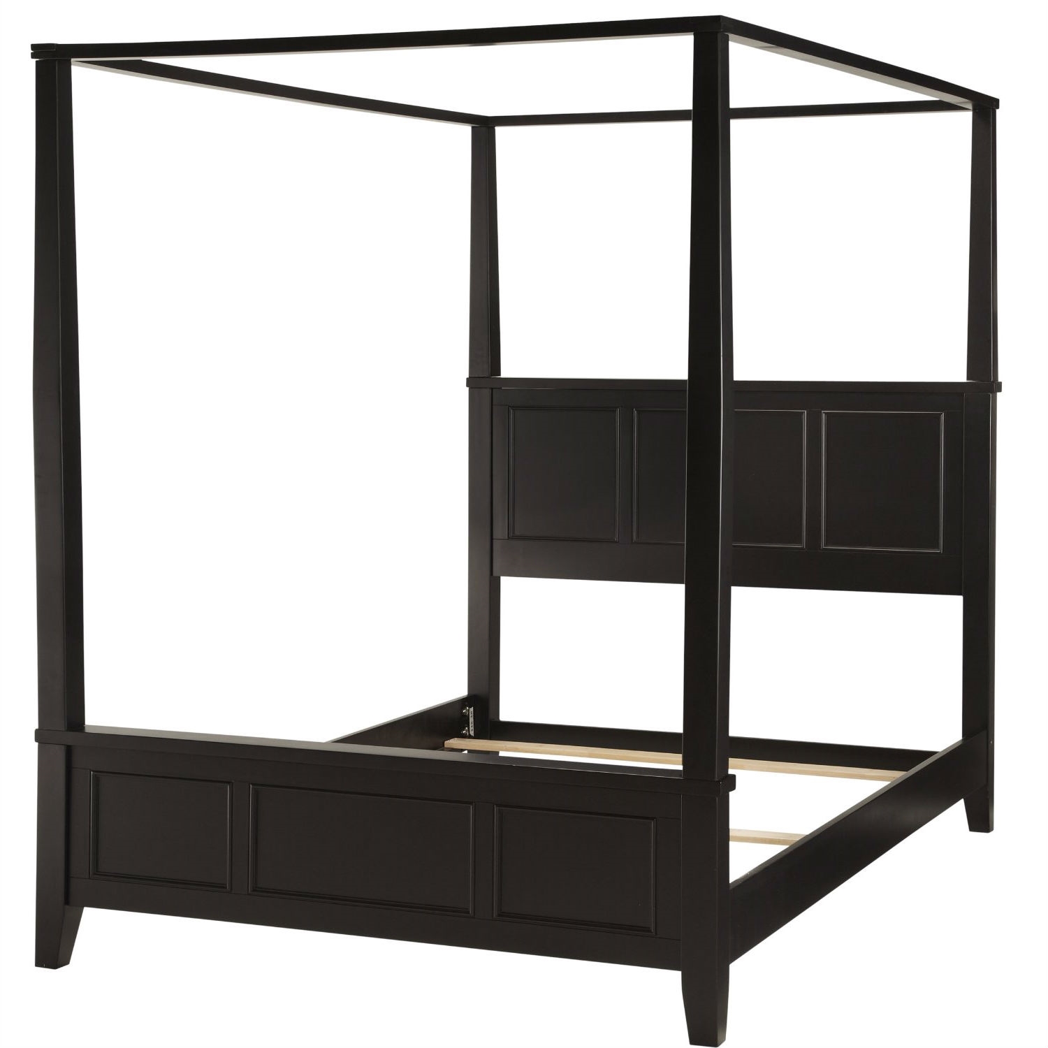 FaFurn Queen Size Canopy Bed Frame - Black, Wood