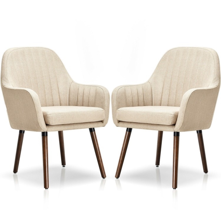 FaFurn - Set of 2 Retro Accent Chairs Set with Stylish Wood Legs