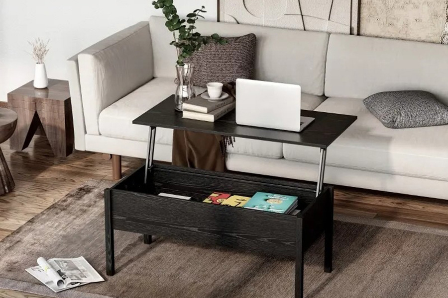FaFurn - Modern Black Lift Top Coffee Table W/ Hidden Storage