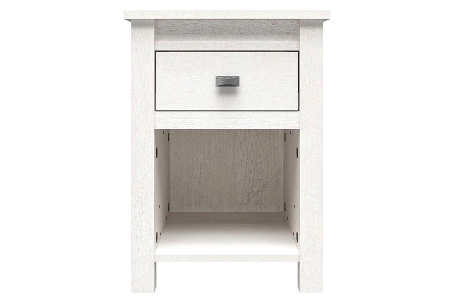 FaFurn Farmhouse 1-Drawer Bedroom Nightstand with Open Shelf - Off-White Oak