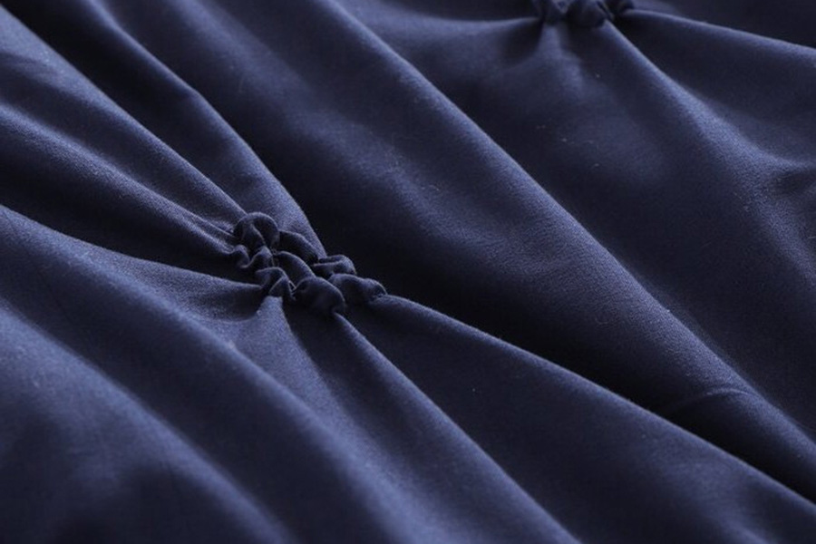 FaFurn All Season Pleated Hypoallergenic Microfiber Reversible 2 Piece Comforter Set - Navy, Twin Size