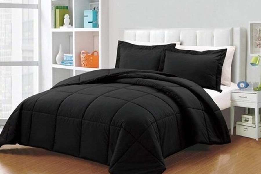 FaFurn Reversible Microfiber Down Alternative Comforter Set - Black, Twin Size