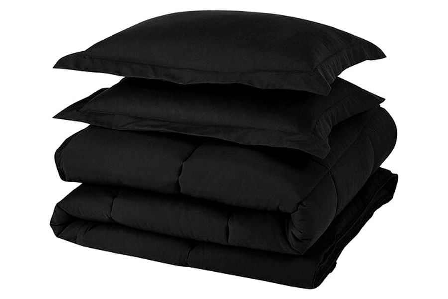 FaFurn Reversible Microfiber Down Alternative Comforter Set - Black, Twin Size