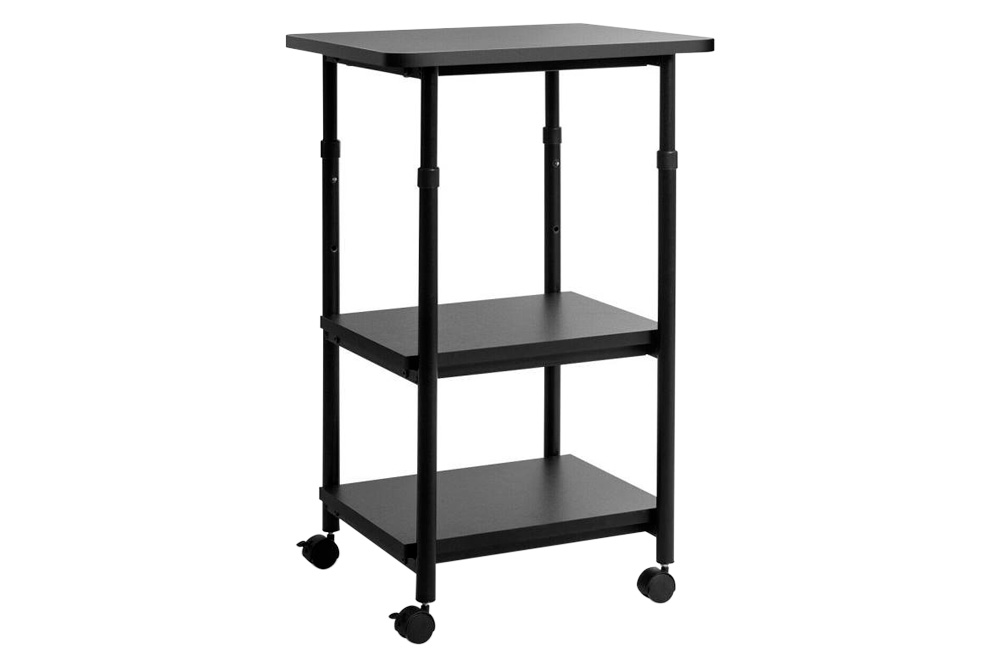 FaFurn 3-Tier Multifunction Adjustable Printer Stand on Wheels - Black, Steel/Wood
