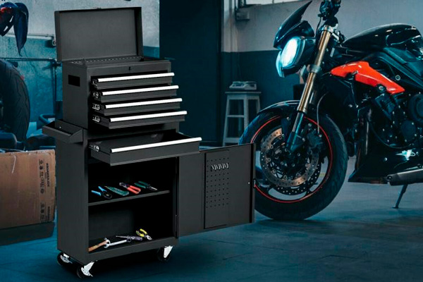 FaFurn Rolling Lockable Garage Tool Chest - Black, Heavy Duty Steel