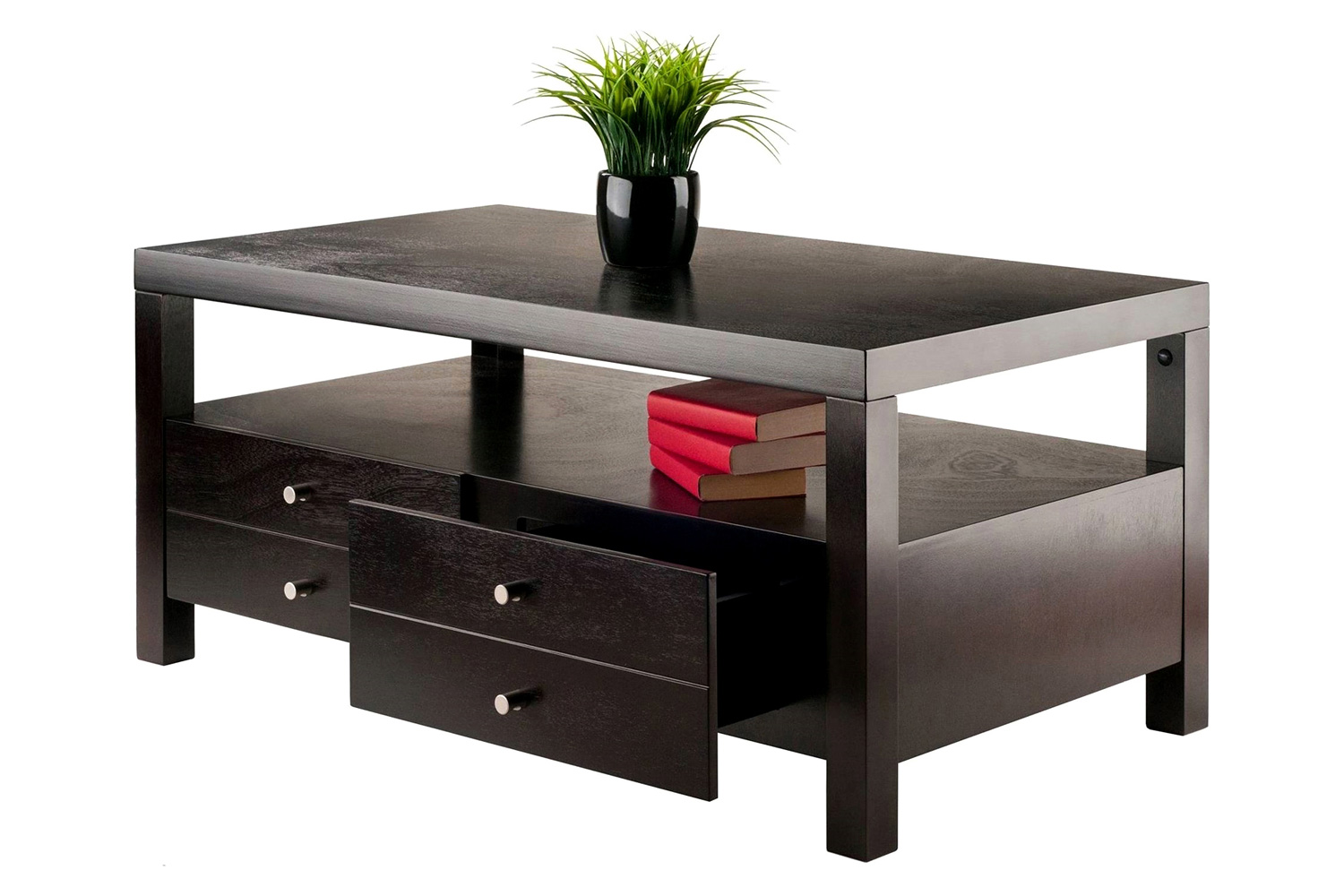 FaFurn - Modern Espresso 2 Drawer Coffee Table
