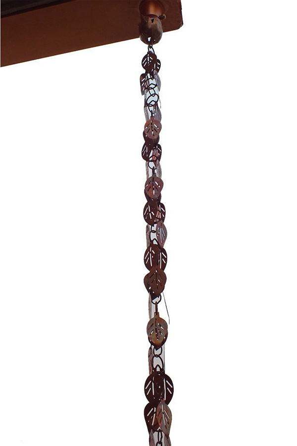 FaFurn - Pure Copper 8.5 Ft Leaves Rain Chain Rainwater Downspout