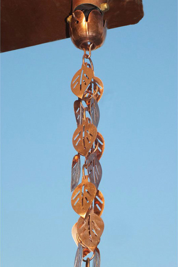 FaFurn - Pure Copper 8.5 Ft Leaves Rain Chain Rainwater Downspout