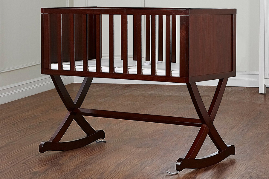 FaFurn Solid Wood Rocking Baby Glider Cradle with Crib Mattress - Cherry