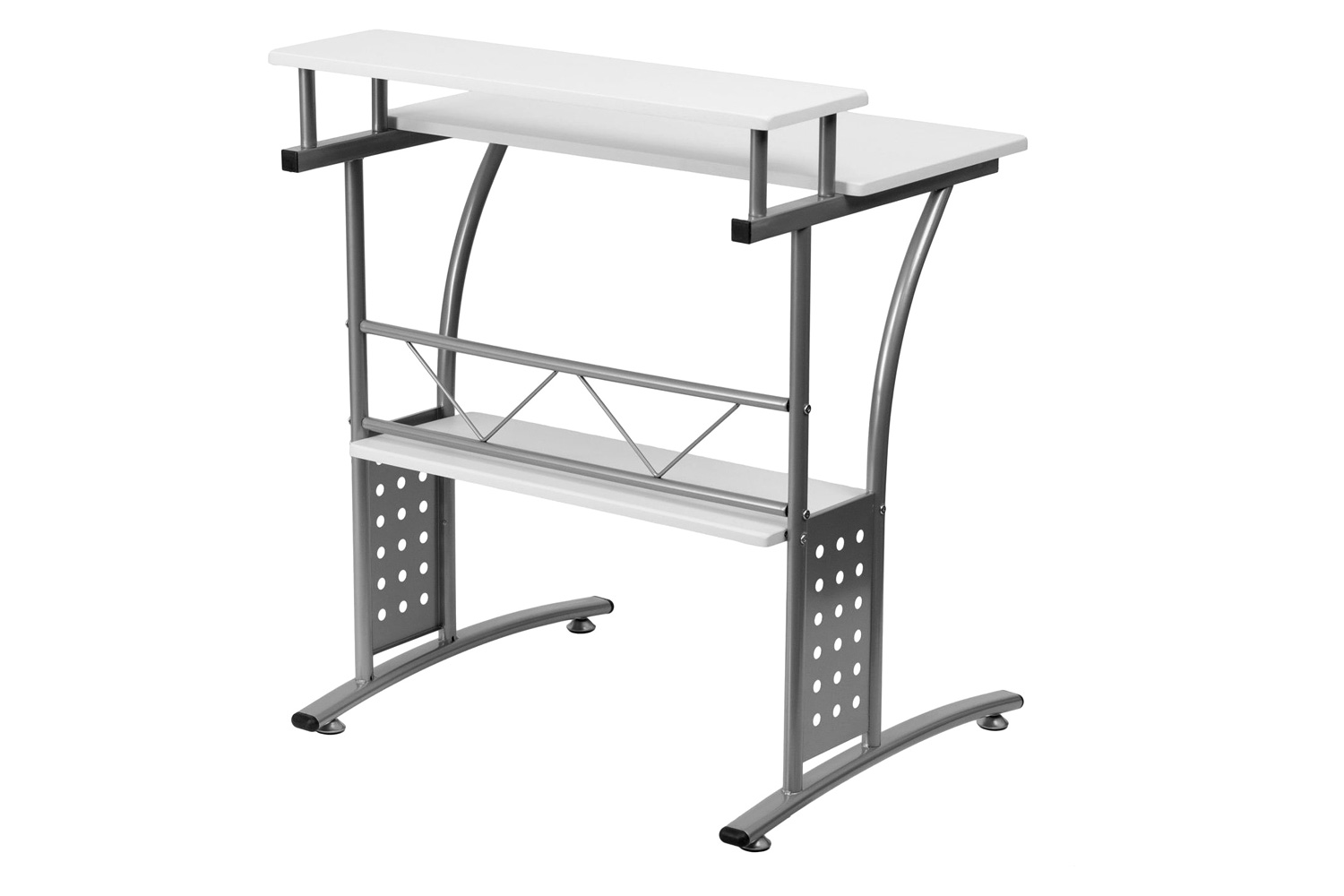 FaFurn - Modern Metal Frame Computer Desk with Laminate Top and Raised Shelf